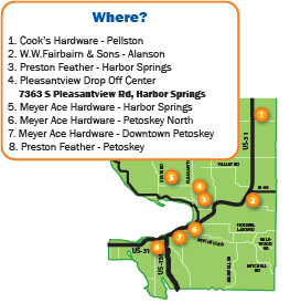 Emmet County Battery Recycling Map